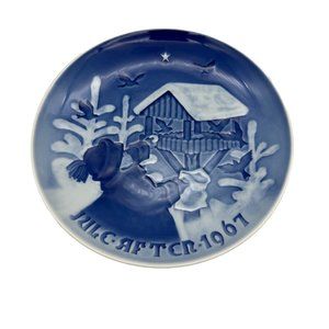 B&G Copenhagen 1967 Christmas Plate Copenhagen Christmas Denmark 7" Blue White